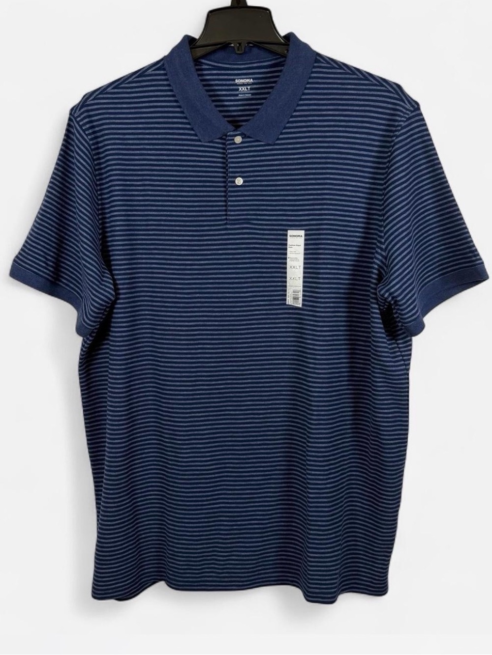 NWOT- Sonoma Men’s Navy Striped Polo Shirt size: XXLT